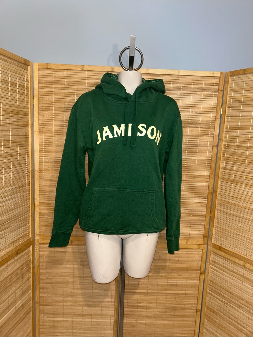 Jameson Hoodie Mens Green Pullover hooded Sweatshirt Whiskey Graphic small